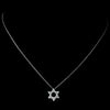 Antique Rhodium Silver Clear CZ Crystal Star Of David Pendent Drop Bridal Wedding Necklace 7733