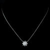 Antique Rhodium Silver Clear Snowflake Encrusted Pendent Bridal Wedding Necklace 7737