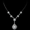 Antique Rhodium Silver Clear CZ Flower Crystal "Great Gatsby" Inspired Bridal Wedding Necklace Drop Bridal Wedding Necklace & Stud Earrings Jewelry Set 7743