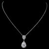 Rhodium Clear Pave CZ Teardrop Pendant Bridal Wedding Necklace 7761