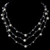 Faux Pearl & Austrian Crystal Studded Three Row Bridal Wedding Necklace 7831