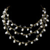 Gold Pearl Clear Bridal Wedding Necklace 7832