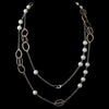 Silver Gold Pearl 48" Bridal Wedding Necklace 7987