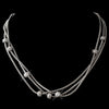 Silver Clear Linked Chain Bridal Wedding Necklace 7988