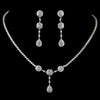 Antique Silver Clear Multi Cut CZ Stone Bridal Wedding Necklace 8103 & Bridal Wedding Earrings 8106 Bridal Wedding Jewelry Set