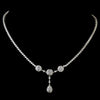 Sophisticated Teardrop Silver Clear CZ Bridal Wedding Necklace N 8103