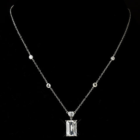 Silver Cubic Zirconia Bridal Wedding Pendant Bridal Wedding Necklace N 8109