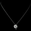 Gorgeous Silver Clear Pave CZ Four Leaf Clover Charm Bridal Wedding Necklace 8111