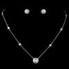 Antique Silver Clear CZ Crystal Bridal Wedding Necklace 8112 & Earrings Bridal Wedding Jewelry Set 3553