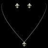 Silver Clear Fleur De Lis Rhinestone Bridal Wedding Necklace 8120 & Earrings 9249 Bridal Wedding Jewelry Set