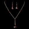 Bridal Wedding Necklace Earrings Swarovski Crystal Bead Jewelry Set 8124 Gold Red