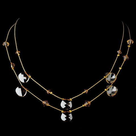 * Bridal Wedding Necklace 8140 Gold Light Brown