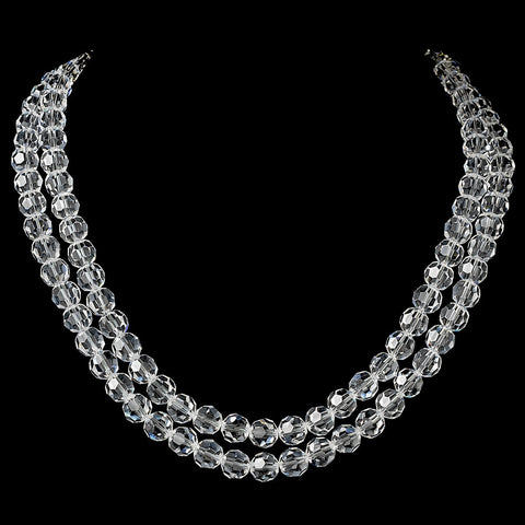 Glistening Two Row Swarovski Bridal Wedding Necklace N-8143