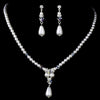 Elegant Silver Pearl & AB Crystal Bridal Wedding Necklace & Earring Set 8151