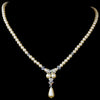 Elegant Silver Pearl & AB Crystal Bridal Wedding Necklace & Earring Set 8151