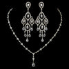 Antique Silver Clear Austrian CZ Crystal Bead Floral Bridal Wedding Necklace 8171 & Chandelier Bridal Wedding Earrings 8627 Bridal Wedding Jewelry Set