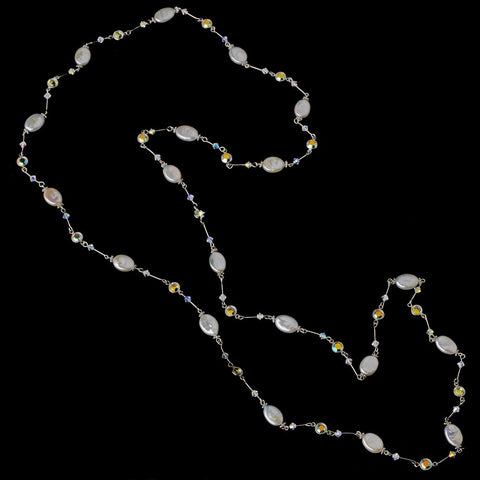 Freshwater Pearl and Swarovski Crystal Bridal Wedding Necklace N 8207 AB