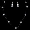 Bridal Wedding Necklace Earring Set 8213 Silver Ivory