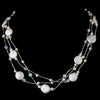 Keshi Coin Pearl & Swarovski Crystal Bridal Wedding Necklace N 8252