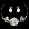 Freshwater Pearl & Shell Bridal Wedding Necklace & Earring Set NE 8253