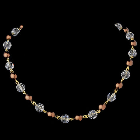 Bridal Wedding Necklace 8352 Silver Brown