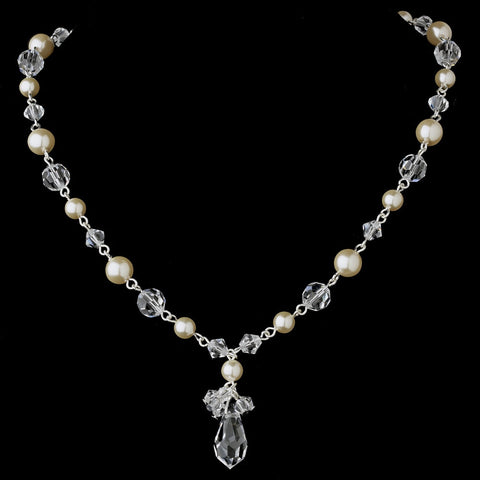 Pearl & Crystal Bridal Wedding Necklace Earring Set NE 8353