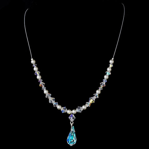 Pearl & Swarovski Crystal Bead Bridal Wedding Necklace 8354