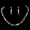 Bridal Wedding Necklace Earring Set NE 8360 Silver White Pearl