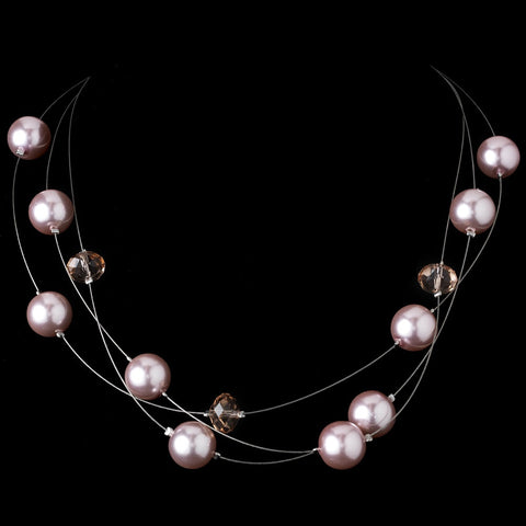 Bridal Wedding Necklace Earring Set NE 8362 Pink