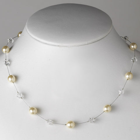 Silver Pearl Bridal Wedding Necklace 8367
