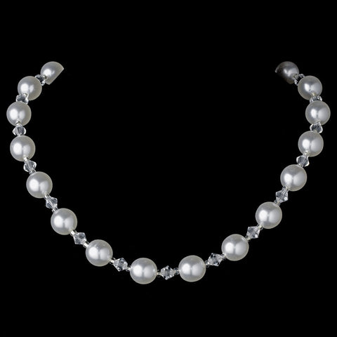 Bridal Wedding Necklace Earring Set NE 8372 White