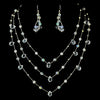 Bridal Wedding Necklace Earring Set N 8378 E 8382 Silver Clear