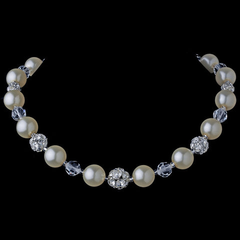 Crystal & Pearl Bridal Wedding Necklace 8425