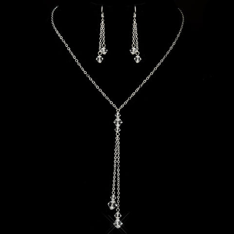 Silver Clear Swarovski Crystal Necklace 8426 & Earrings 8429 Bridal Wedding Jewelry Set