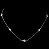 Antique Silver Rhodium Clear CZ Chain Bridal Wedding Necklace 8572