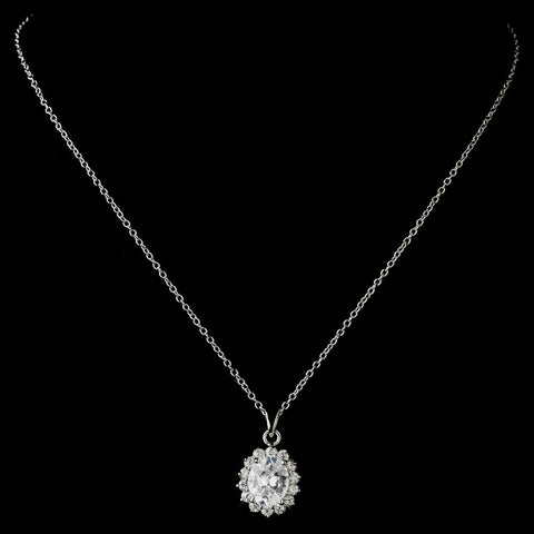 Antique Silver Clear Marquise CZ Crystal Bridal Wedding Necklace 8625 & Bridal Wedding Earrings 5397 Bridal Wedding Jewelry Set