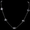 Stunning Silver Clear Faceted Clover 24" inch Long Crystal Bridal Wedding Necklace 8646