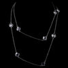 Stunning Silver Clear Faceted Clover Crystal Long Bridal Wedding Necklace 8647