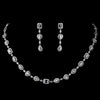 Antique Silver Clear CZ Crystal Bridal Wedding Necklace 8650 & Bridal Wedding Earrings 8650 Bridal Wedding Jewelry Set