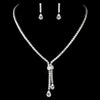 Antique Silver Clear Tear Drop CZ Crystal Bridal Wedding Jewelry Set 8653
