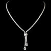 Antique Silver Clear Tear Drop CZ Crystal Bridal Wedding Jewelry Set 8653