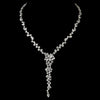 Antique Silver Clear Multi Cut CZ Stone Bridal Wedding Necklace & Earrings 8654