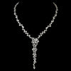 Antique Silver Clear CZ Crystal Bridal Wedding Necklace 8654