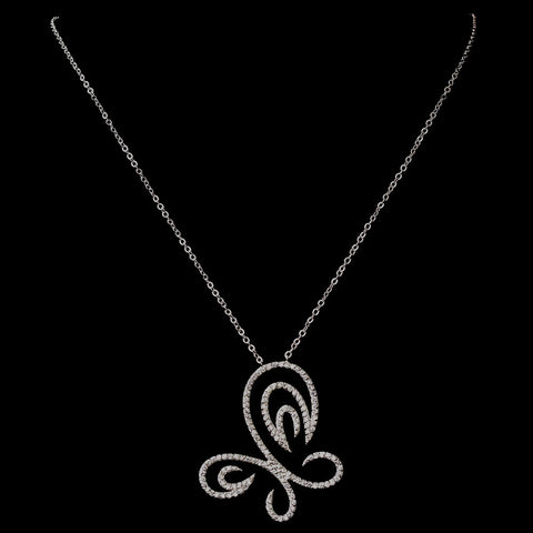 Swirl Butterfly CZ Bridal Wedding Necklace 8724