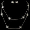 Black Stone with Silver and Crystal Bridal Wedding Jewelry Set 8728