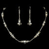Silver Smoked Crystal & Rhinestone Bridal Wedding Necklace & Earrings Set 8741