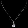 Silver Clear Cushion Cut CZ Crystal Bridal Wedding Necklace 8750