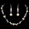 Silver Pearl and Clear Crystal Necklace 8751 & Earrings 8740 Bridal Wedding Jewelry Set