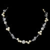 Silver Pearl & Swarovski Crystal Bead Wire Bridal Wedding Necklace 8751