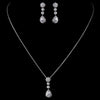 Silver Clear CZ Crystal Chain Link Bridal Wedding Jewelry Set 8759
